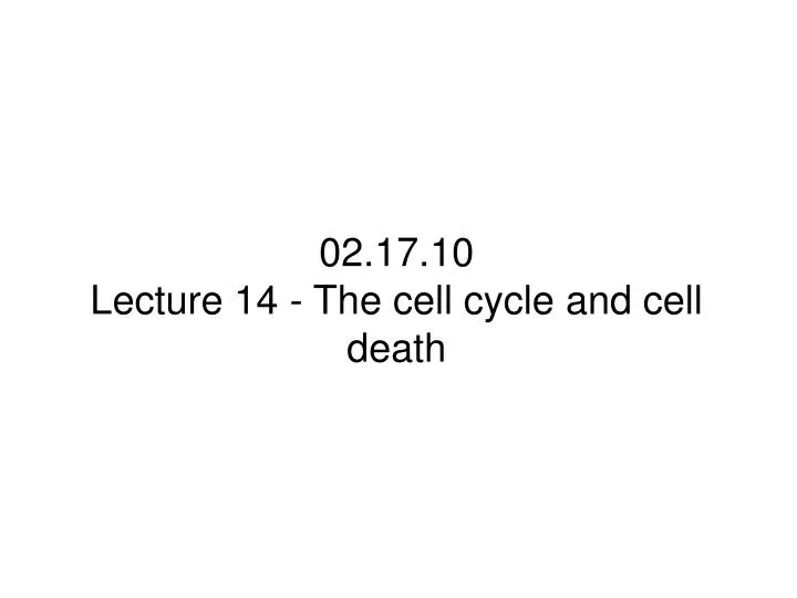 02 17 10 lecture 14 the cell cycle and cell death