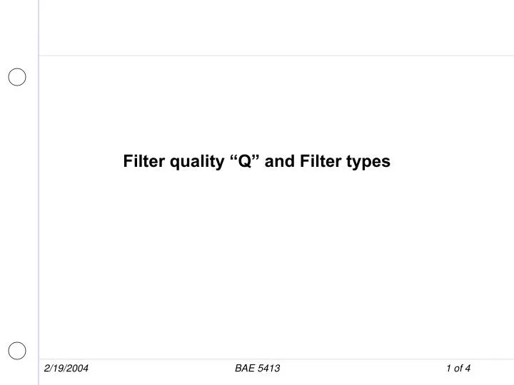 filter quality q and filter types