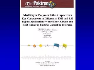 Multilayer Polymer Film Capacitors
