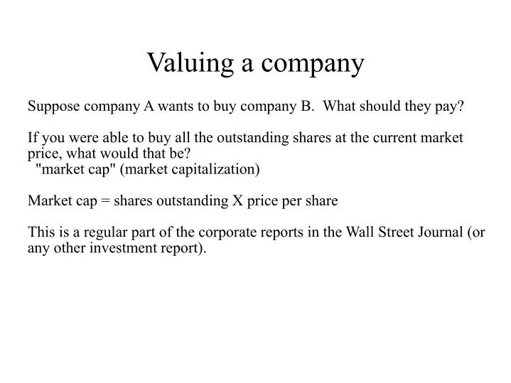 valuing a company
