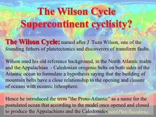 The Wilson Cycle Supercontinent cyclisity?