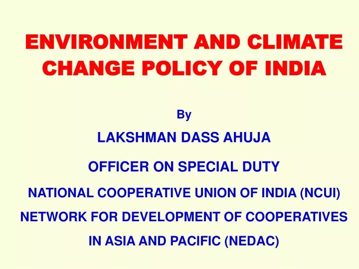 environment and climate change policy of india