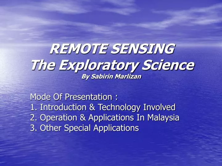 remote sensing the exploratory science by sabirin marlizan