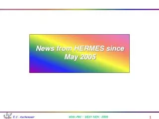 News from HERMES since May 2005