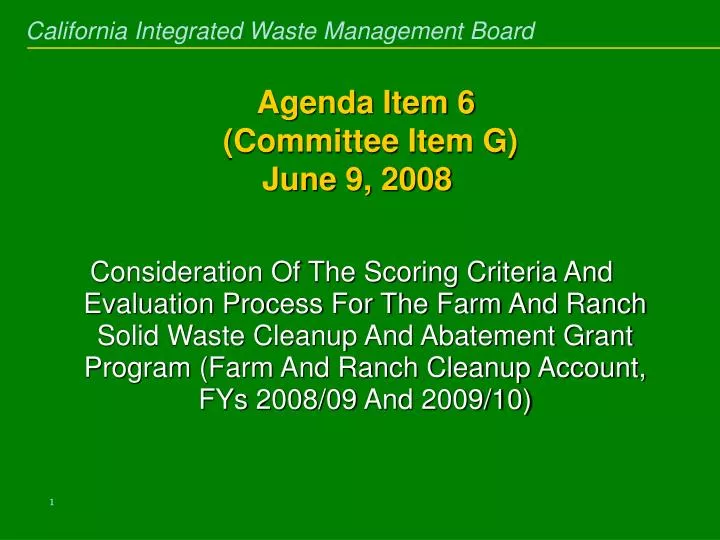 agenda item 6 committee item g june 9 2008