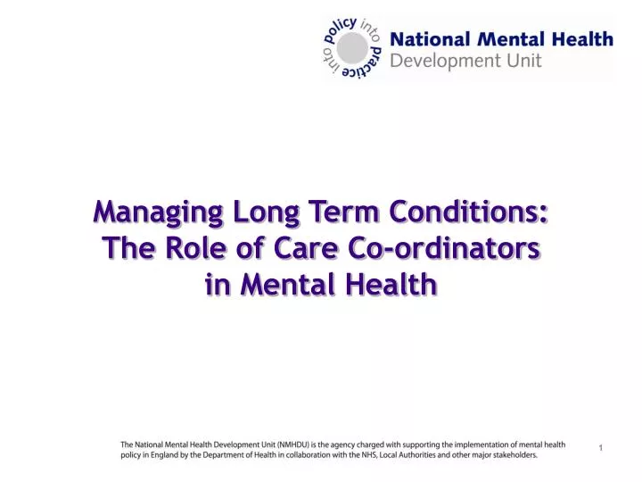 managing long term conditions the role of care co ordinators in mental health