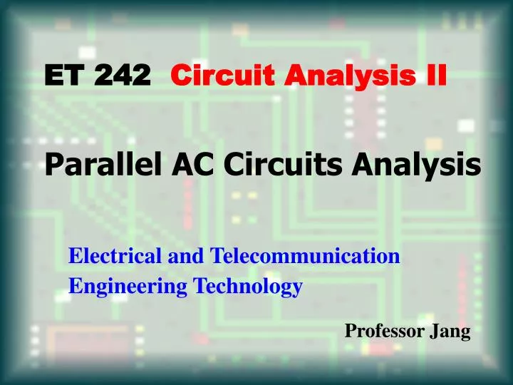 parallel ac circuits analysis