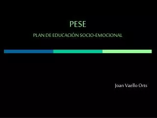 PESE PLAN DE EDUCACIÓN SOCIO-EMOCIONAL