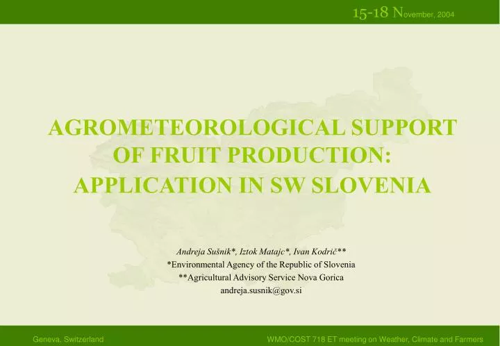 agrometeorological support of fruit production application in sw slovenia