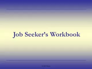 Job Seeker’s Workbook