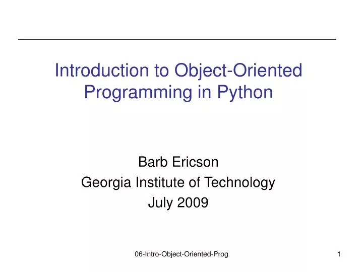 introduction to object oriented programming in python