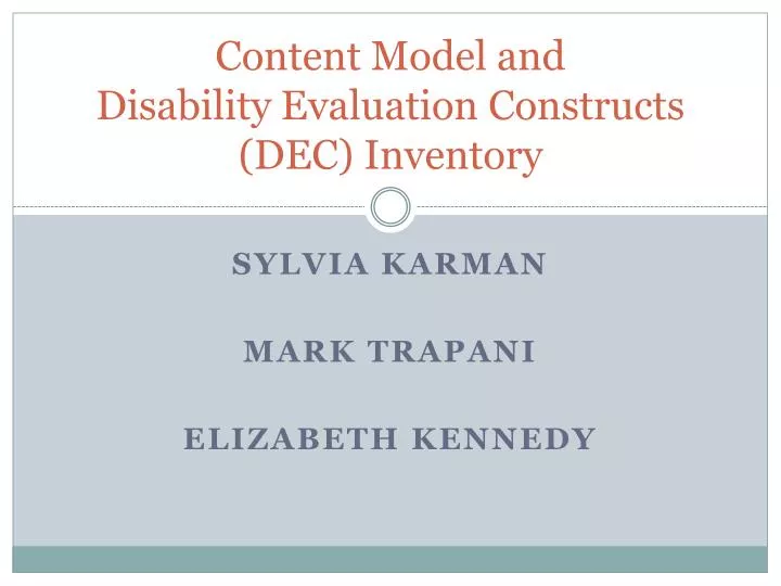 content model and disability evaluation constructs dec inventory