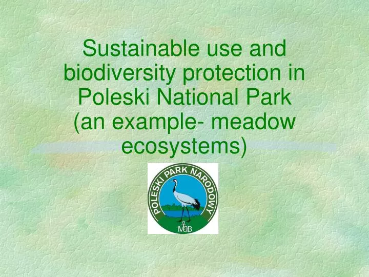 sustainable use and biodiversity protection in poleski national park an example meadow ecosystem s