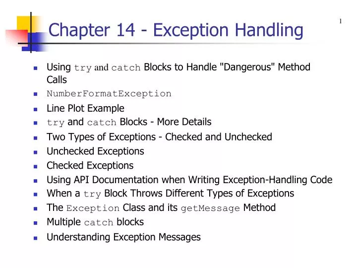 chapter 14 exception handling