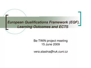 European Qualifications Framework (EQF), Learning Outcomes and ECTS