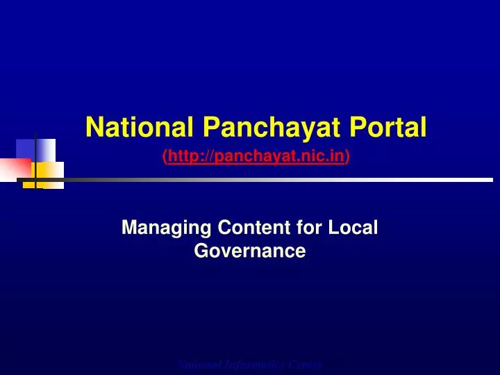 national panchayat portal http panchayat nic in