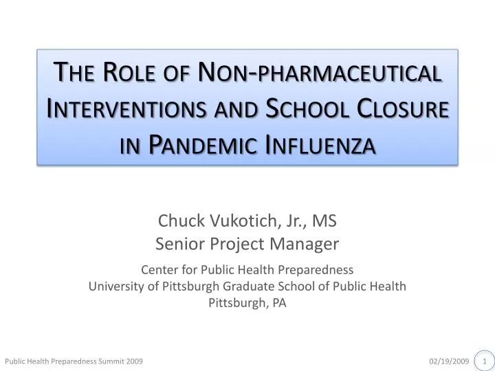 the role of non pharmaceutical interventions and school closure in pandemic influenza