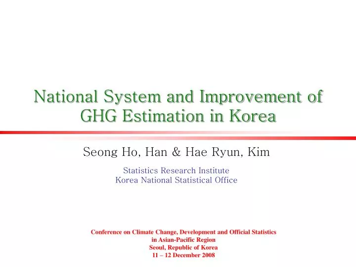 national system and improvement of ghg estimation in korea