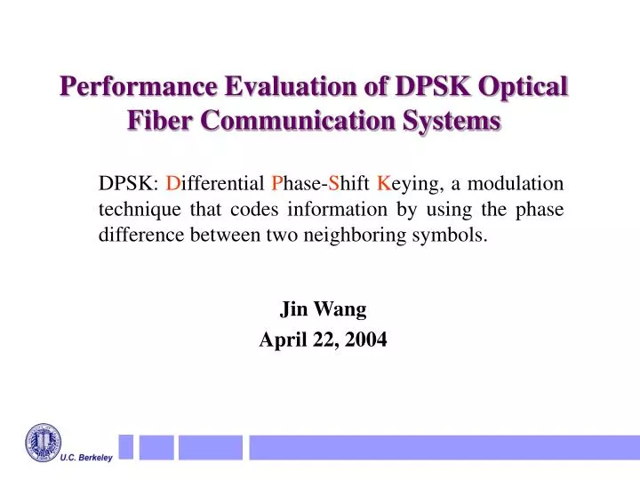 performance evaluation of dpsk optical fiber communication systems