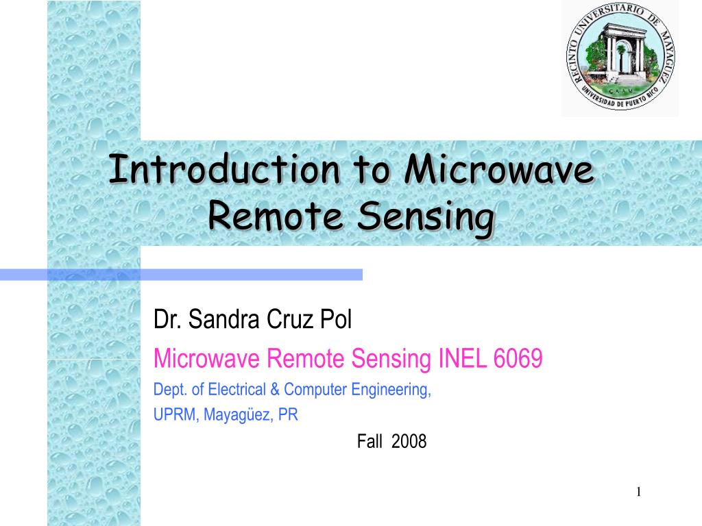 PPT - Introduction to Microwave Remote Sensing PowerPoint Presentation ...