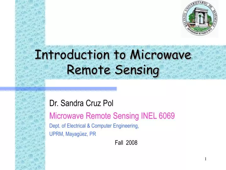 introduction to microwave remote sensing