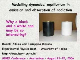 Modelling dynamical equilibrium in emission and absorption of radiation