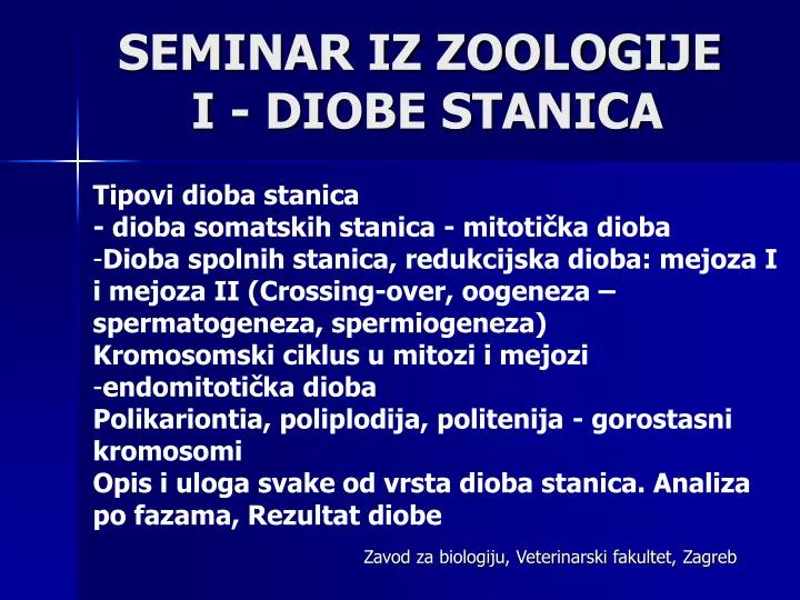 seminar iz zoologije i diobe stanica