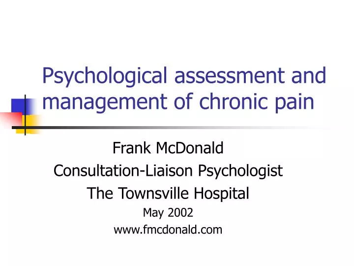 psychological assessment and management of chronic pain