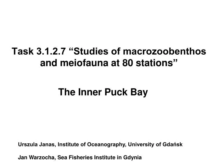 task 3 1 2 7 studies of macrozoobenthos and meiofauna at 80 stations