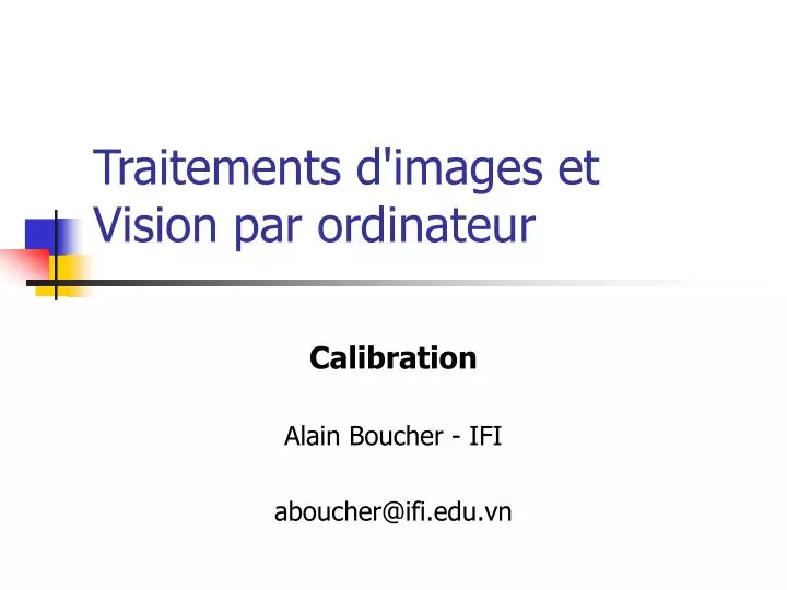 traitements d images et vision par ordinateur