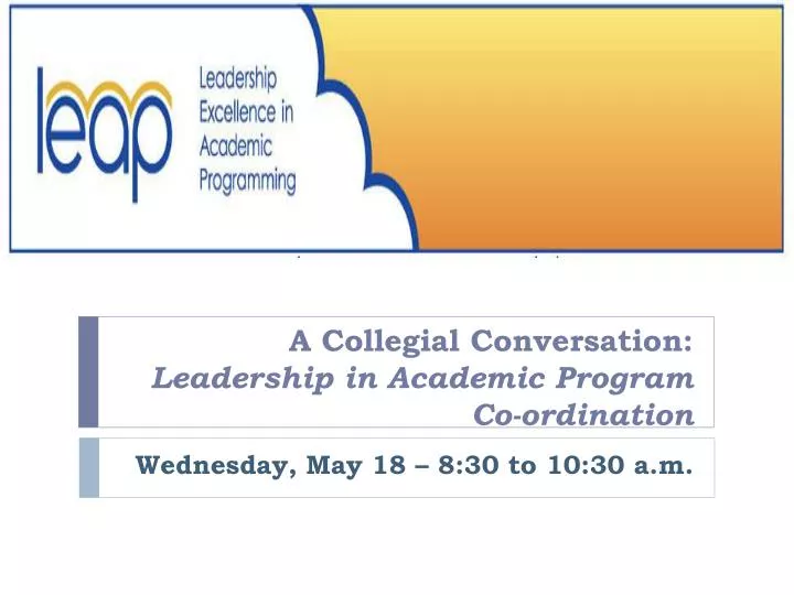 a collegial conversation leadership in academic program co ordination