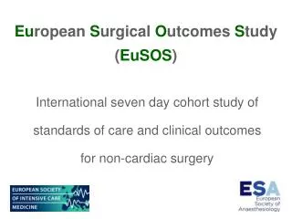 International seven day cohort study of standards of care and clinical outcomes for non-cardiac surgery