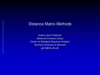Distance Matrix Methods
