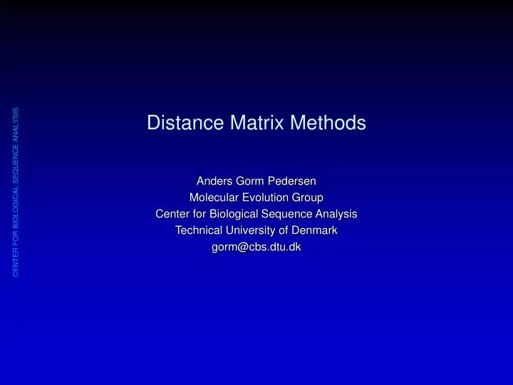 distance matrix methods