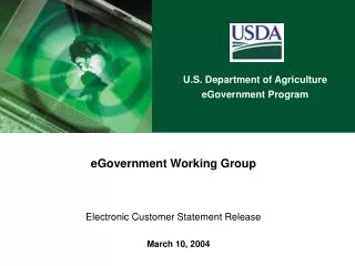 eGovernment Working Group Electronic Customer Statement Release