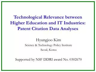 Technological Relevance between Higher Education and IT Industries: Patent Citation Data Analyses