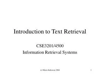 Introduction to Text Retrieval