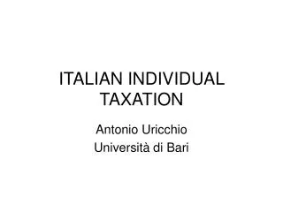 ITALIAN INDIVIDUAL TAXATION