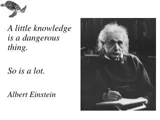 A little knowledge is a dangerous thing. So is a lot. Albert Einstein