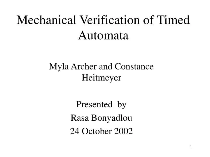 mechanical verification of timed automata