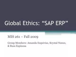 Global Ethics: “SAP ERP”