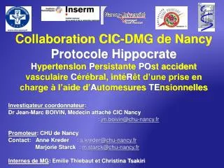 Collaboration CIC-DMG de Nancy