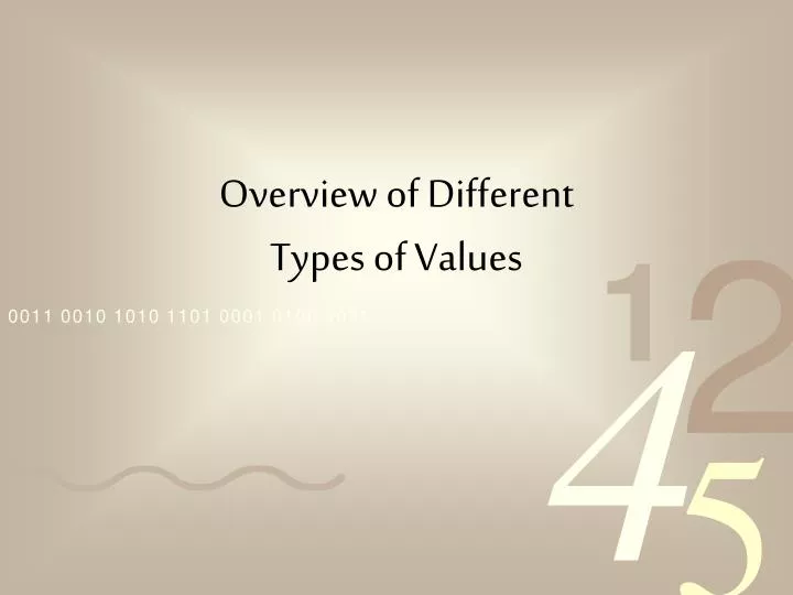 overview of different types of values