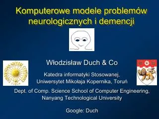 Komputerowe modele problemów neurologicznych i demencji
