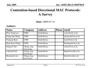 Contention-based Directional MAC Protocols: A Survey