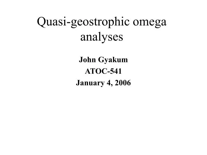 quasi geostrophic omega analyses