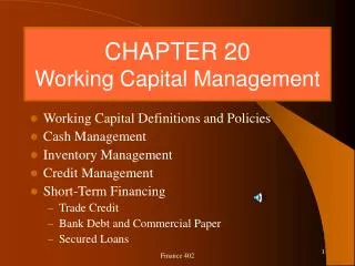 CHAPTER 20 Working Capital Management