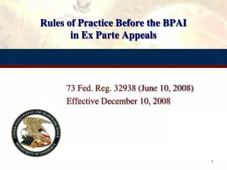 Rules of Practice Before the BPAI in Ex Parte Appeals