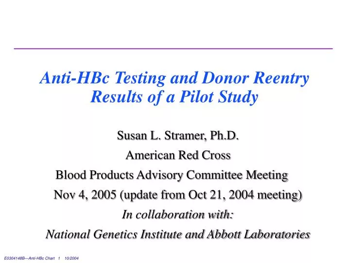 anti hbc testing and donor reentry results of a pilot study