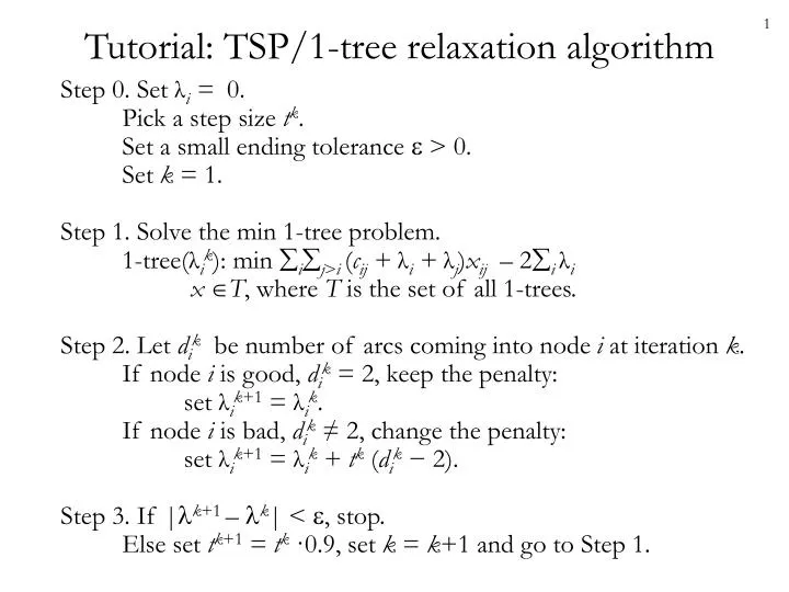 tutorial tsp 1 tree relaxation algorithm